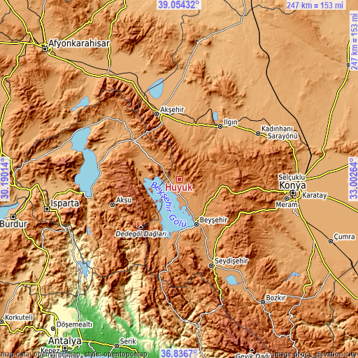 Topographic map of Hüyük