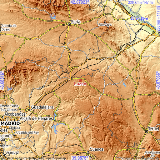 Topographic map of Luzón