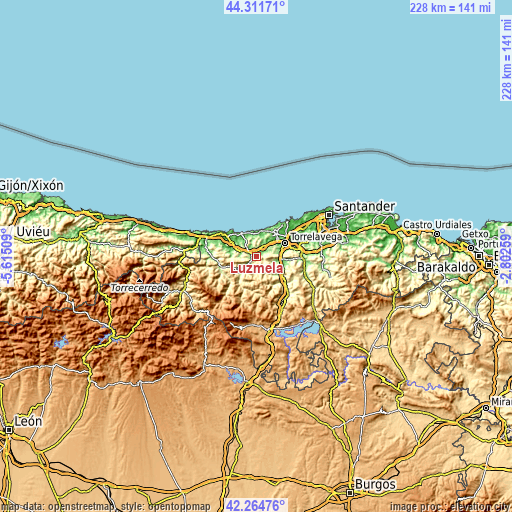 Topographic map of Luzmela