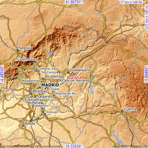 Topographic map of Lupiana