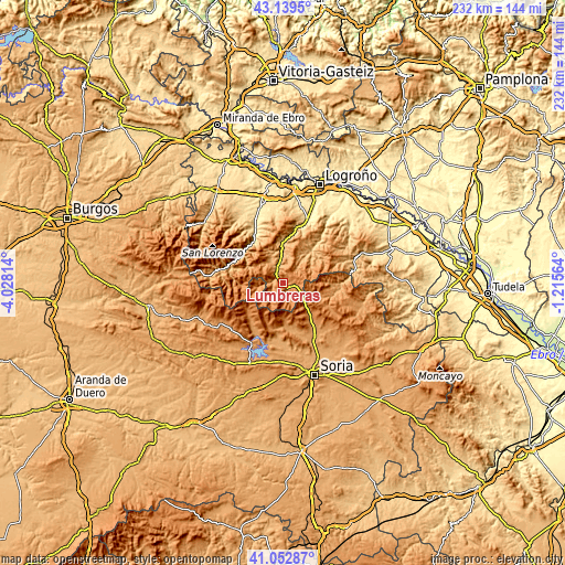 Topographic map of Lumbreras