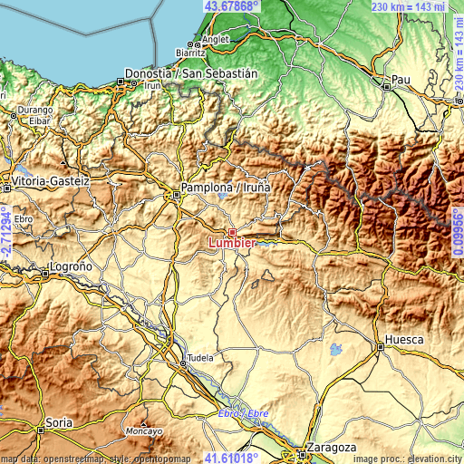 Topographic map of Lumbier