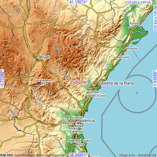 Topographic map of Ludiente