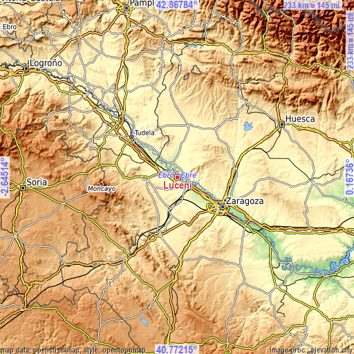 Topographic map of Luceni