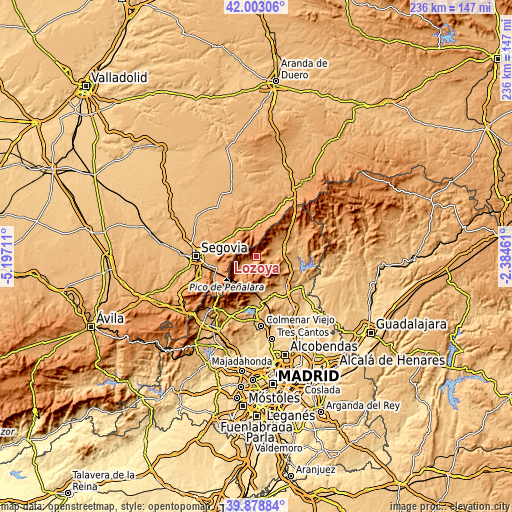 Topographic map of Lozoya