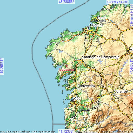 Topographic map of Lousame