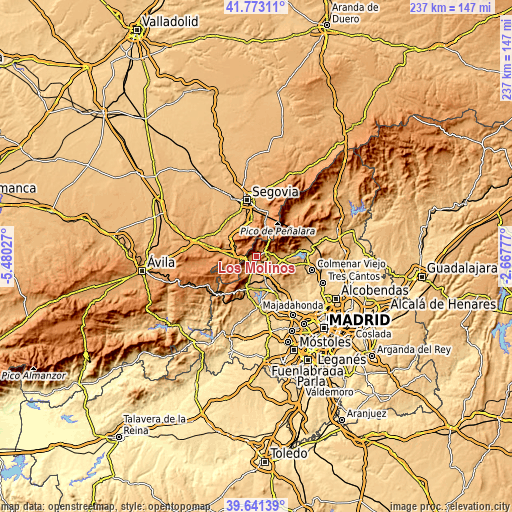 Topographic map of Los Molinos