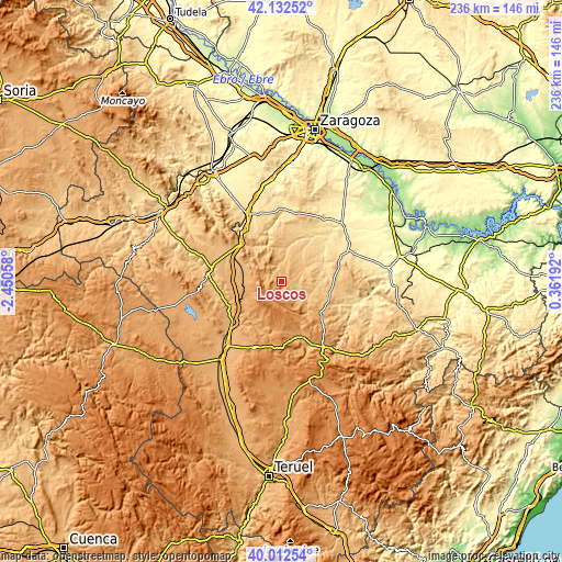 Topographic map of Loscos