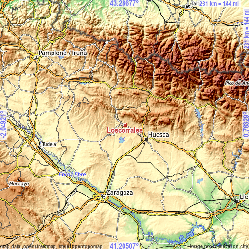 Topographic map of Loscorrales