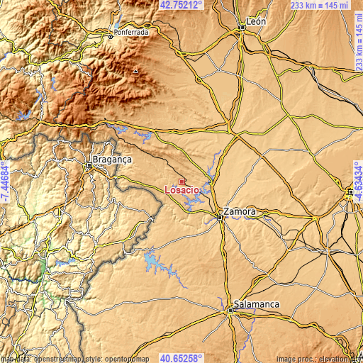 Topographic map of Losacio