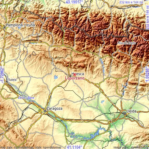 Topographic map of Loporzano