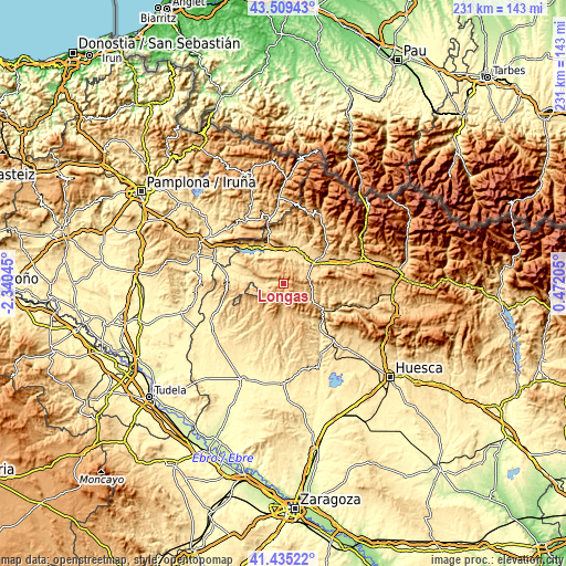 Topographic map of Longás