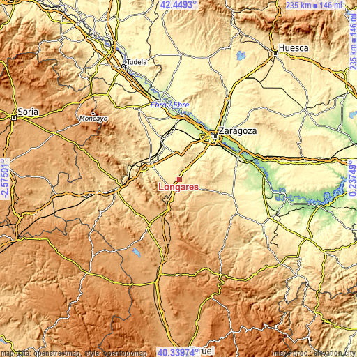 Topographic map of Longares