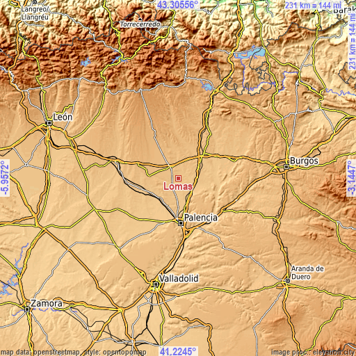 Topographic map of Lomas