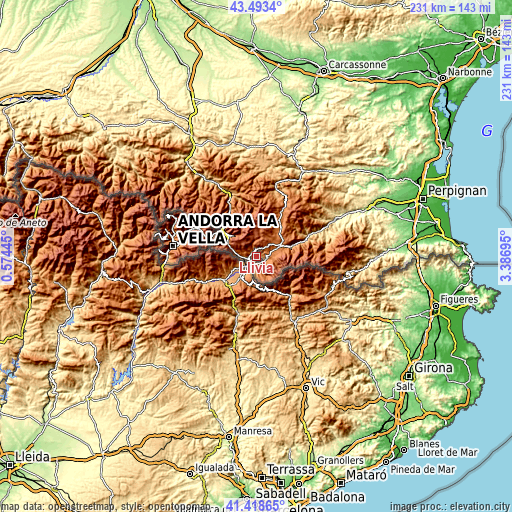 Topographic map of Llívia