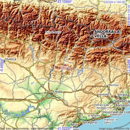 Topographic map of Llimiana