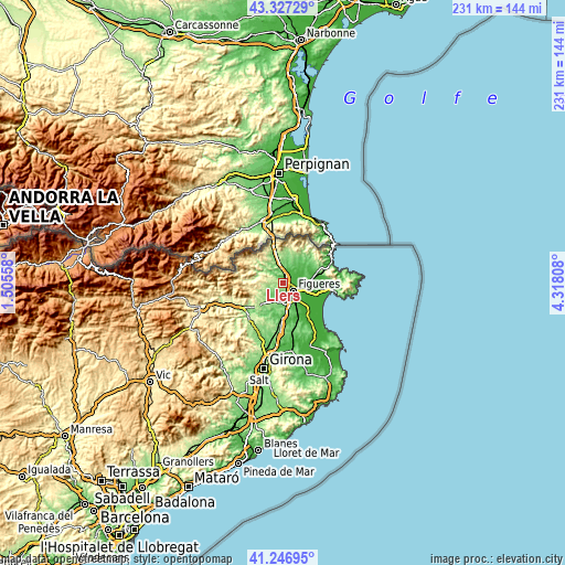 Topographic map of Llers