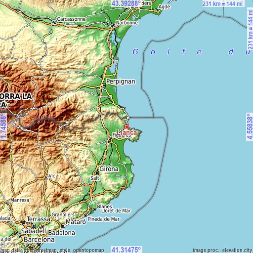 Topographic map of Llançà