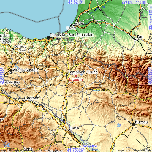 Topographic map of Lizoáin