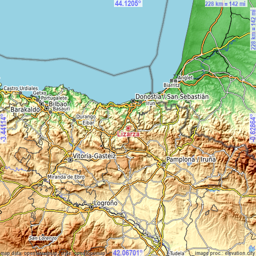 Topographic map of Lizartza