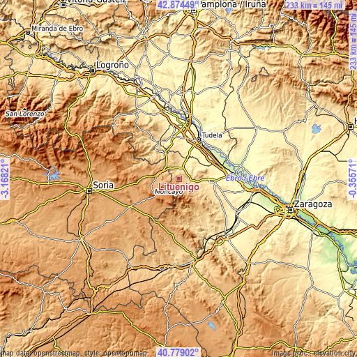 Topographic map of Lituénigo