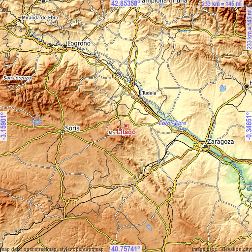 Topographic map of Litago