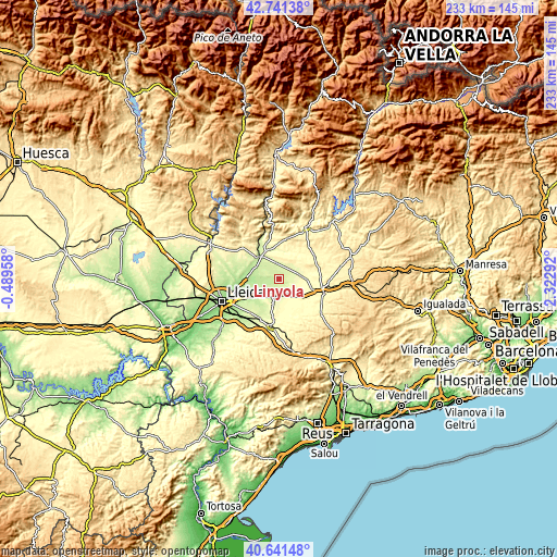 Topographic map of Linyola