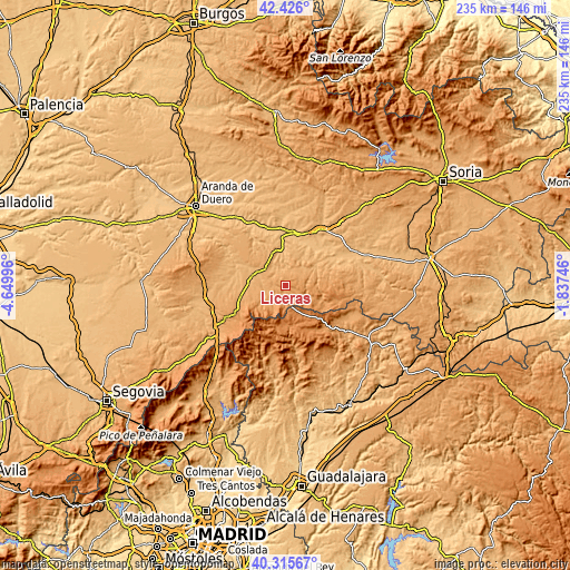 Topographic map of Liceras