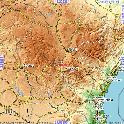 Topographic map of Libros