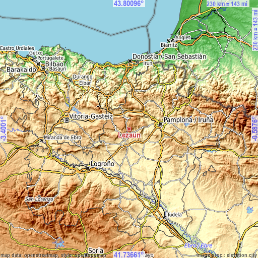 Topographic map of Lezáun