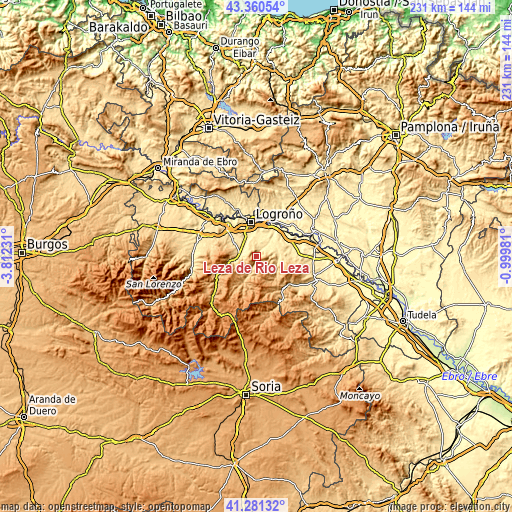 Topographic map of Leza de Río Leza