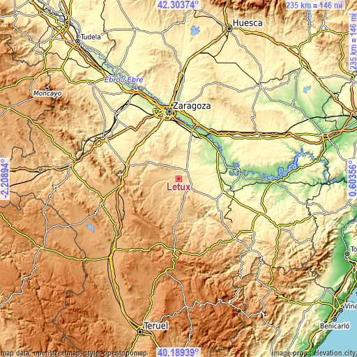 Topographic map of Letux