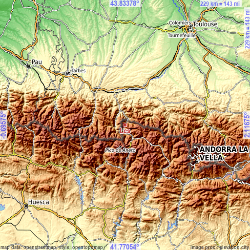 Topographic map of Les