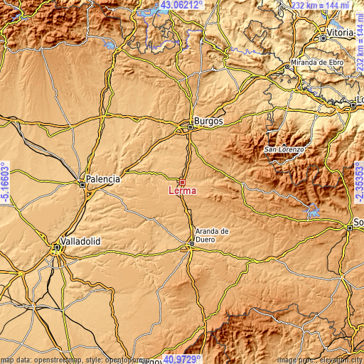 Topographic map of Lerma