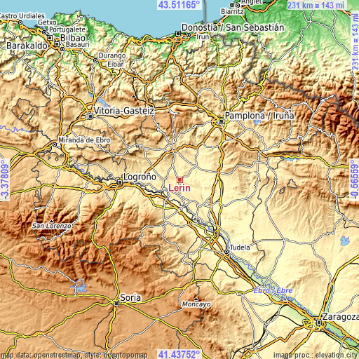 Topographic map of Lerín