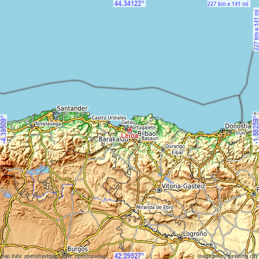 Topographic map of Leioa