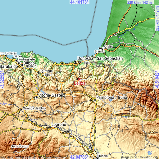 Topographic map of Leitza