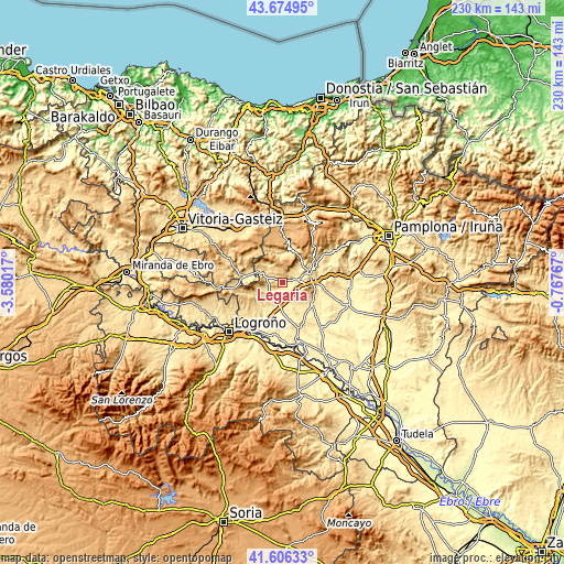 Topographic map of Legaria