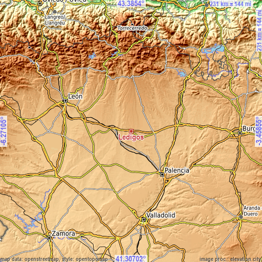 Topographic map of Ledigos