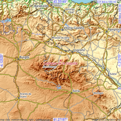 Topographic map of Ledesma de la Cogolla