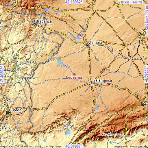 Topographic map of Ledesma