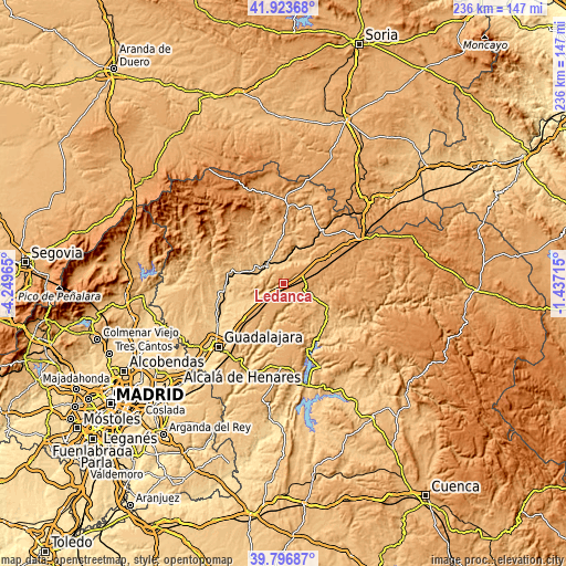 Topographic map of Ledanca