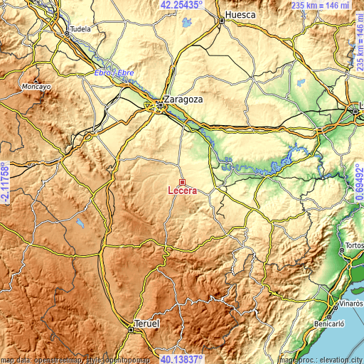 Topographic map of Lécera