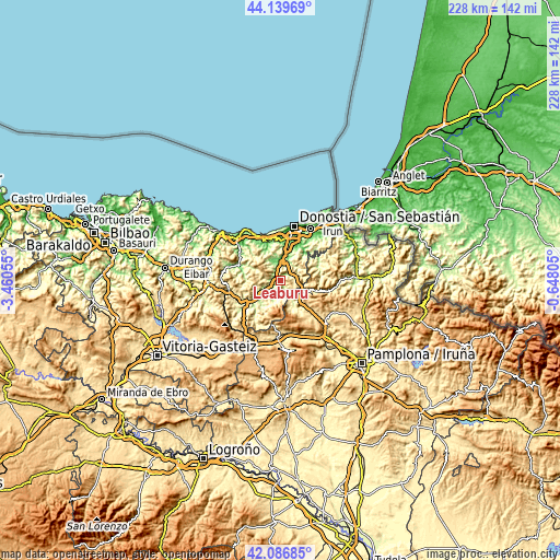 Topographic map of Leaburu