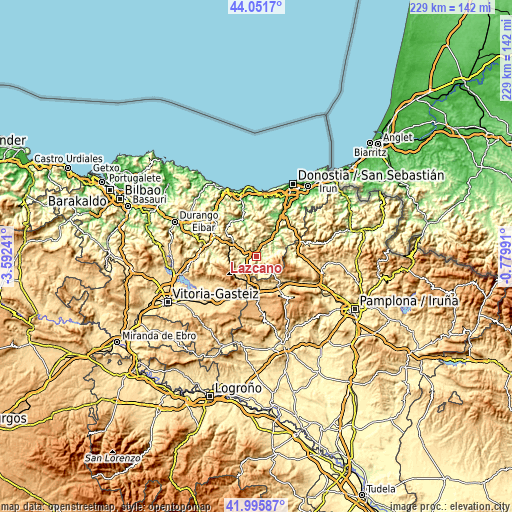 Topographic map of Lazkao