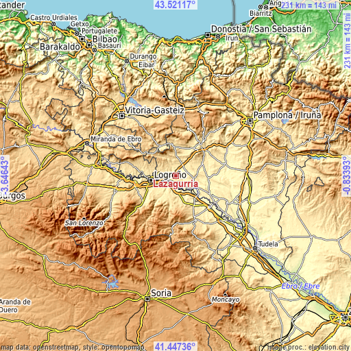 Topographic map of Lazagurría