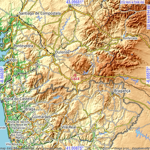 Topographic map of Laza