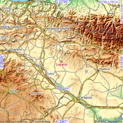 Topographic map of Layana