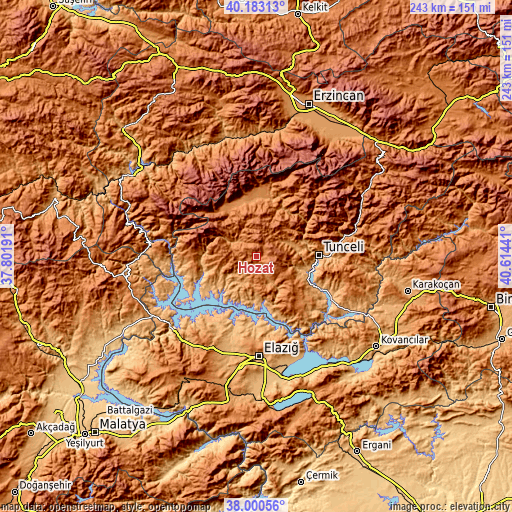 Topographic map of Hozat