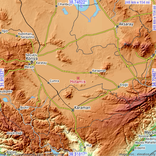 Topographic map of Hotamış